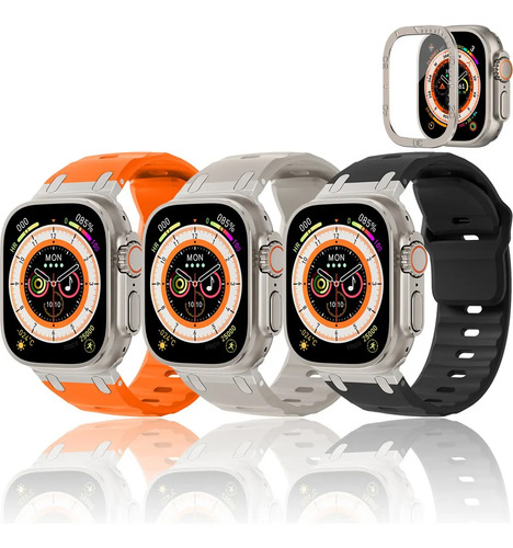 3 Correa + Funda Mica Para Apple Watch Iwatch Ultra 2 1 49mm