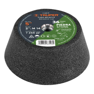 Copa Desbaste Piedra 5'' Grano 36 Ent. M14 Truper 13792 | Meses sin interés