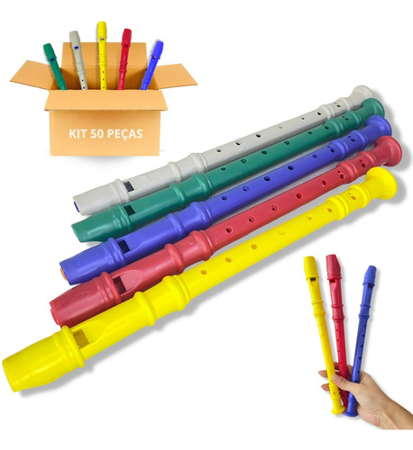 Kit 50 Flauta Doce Infantil Instrumento De Brinquedo