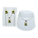 Tobillera De Girasol De Plata 925+collar Gi7