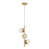 Pendente Jabuticaba Dourado C/3 Bola/globo Vidro Cristal