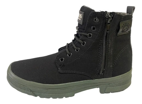 Bota Urbana C/ Cierre Casual Botin Moda Lona Negro 2701