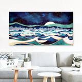 Cuadro Canvas Abstracto Moderno Minimalista Mar Olas Azul Mo