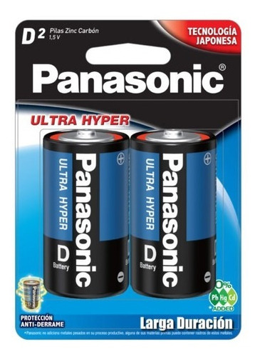 Panasonic Pila Carbon Tamaño D Blister Dos Pz Pack 6 Blister