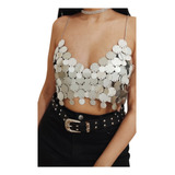 Top Lentejuelones Body Chain Rave Festival Coachella Silver