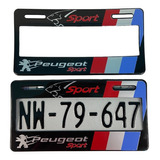 Par De Portaplacas Peugeot Negro Tipo Europeo Ancho