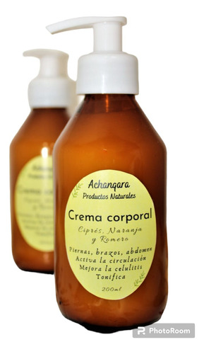Crema Corporal Anti Celulítica Natural Con Ciprés, Naranja