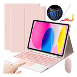 Funda Con Teclado Mouse+lápiz P/iPad 10.ª Gen.10.9in Rosa 1