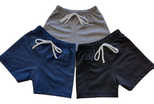 Kit 3 Shorts Infantil Liso Roupa Verão Menino