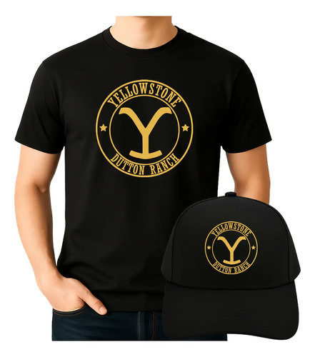 Combo Playera + Gorra Black Unisex Yellowstone 100% Algodón