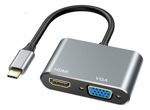 Adaptador 2 Em 1 Tipo C Para Hdmi 4k Vga Mecabook Celular