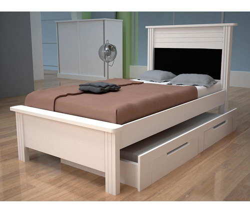 Cama Solteiro Com Auxiliar, 100% Mdf, 2 Gavetas - Bom Pastor Bi Box Plus