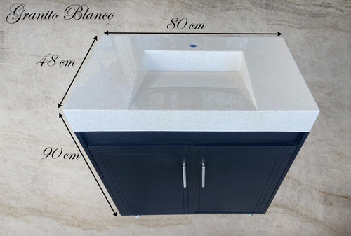 Lavabo Tocador Moderno Con Gabinete 80cm Para Baño Lavamanos