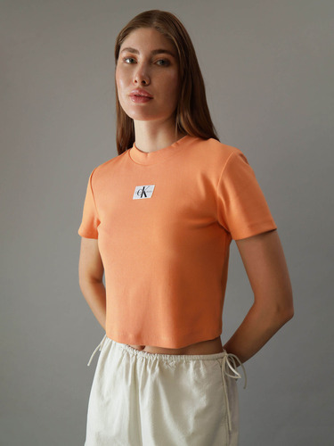 Top Naranja De Mujer Con Logo Calvin Klein