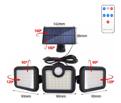 108 Luminarias Solares Exteriores Led Con Sensor De Movimien