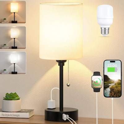 AEZOO Lámparas De Buró Escritorio Led 3 Colores Con Foco Y Usb-c Estructura Negro Pantalla Blanco | Envío gratis