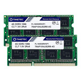 Memoria Ram 8gb Timetec Hynix Ic Kit (2x4gb) Ddr3 1066mhz Pc3-8500 Unbuffered Non-ecc 1.5v Cl7 2rx8 Dual Rank 204 Pin So