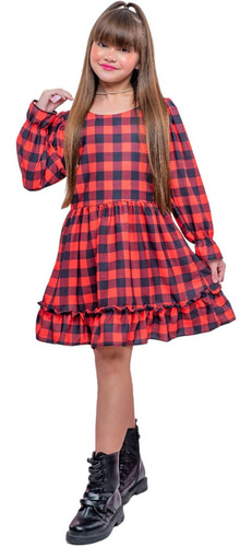 Vestido Infantil Manga Longa Blogueirinha Fresquinho Rodado