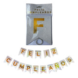 Banderin Feliz Cumpleaños C/glitter Letrero Banner 6 Colores Color Plata