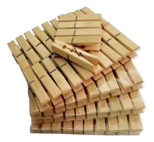 Gancho Madera Pinza Para Ropa X60 Bambu Ecologicos Duraderos