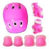 Kit Proteção Infantil Capacete Para Bike Patins Skate Rosa