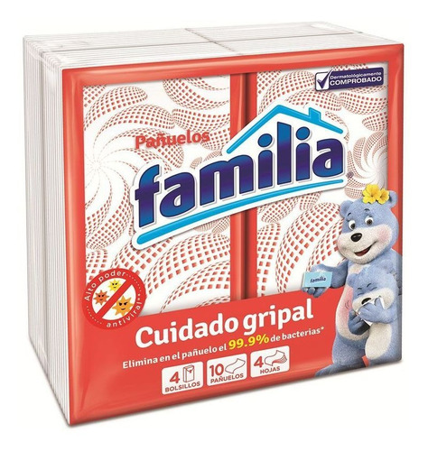 Pañuelos Familia Bolsillo Cuidado Gripal 10 Pañuelos X 4 Und