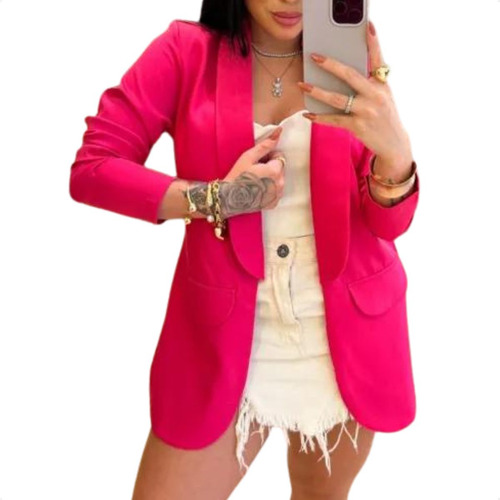 Blazer Feminino Social Alfaiataria Fino Acabamento Alta Moda