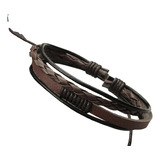 Pulsera Cuero Caballero Manilla En Cuero Para Hombre