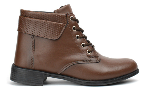 Bota Coturno Couro Eco Montaria Feminina Cano Curto Confort