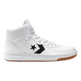 Zapatilla Botita Converse Rival Mid Blanco Logo Negro