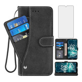 Compatible Con Nokia C200 Funda Tipo Cartera Y Protector De