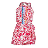 Romper Rojo Multicolor Diseño Floral Y Bordado, Cklass 97280