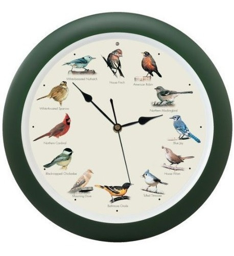 Reloj De Pared Original Para Pájaros Cantores 13 En Verde