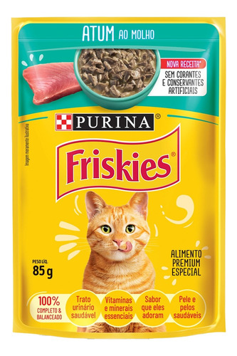 Ração Úmida Gatos Friskies Atum Ao Molho Sachê 85g