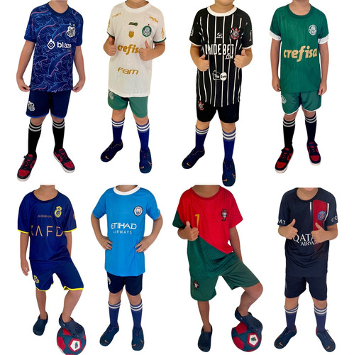 Kit Conjunto Infantil Futebol Camisa Short Uniforme Diversos