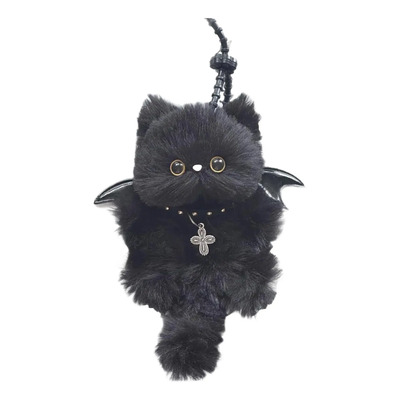 Llavero Con Dije De Gato Murciélago Y Cruz Para Bolso