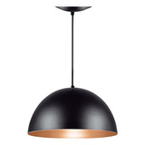 Lustre Pendente Interno Meia Lua 40 Cm Preto C/ Cobre Sala Cor Preto Com Cobre 110v/220v