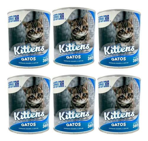 Paquete De 6 Latas De Leche Super Cría Kittens 360 G Gatos