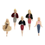 Kit 5 Conjuntos + 5 Sapatos Para Boneca Barbie Fashion