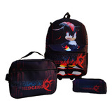 Kit Mochila Sonic Shadow Filme Escolar Infantil C/rodinhas