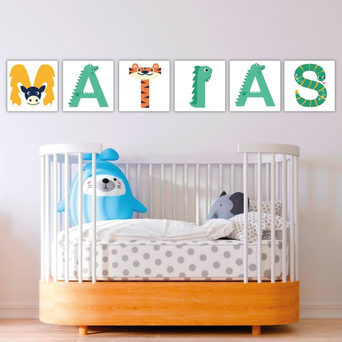 Cuadros Decorativos Para Cuarto De Bebe Niño Niña Nombre 6pz