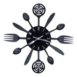 Reloj De Pared Negro Para Cocina, Moderno, Extraíble, Cubert