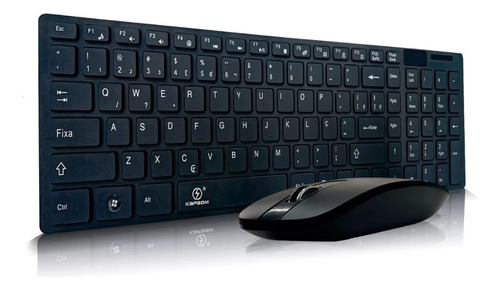 Kit Teclado E Mouse Sem Fio Abnt2 Compacto Wireless Slim Nfe