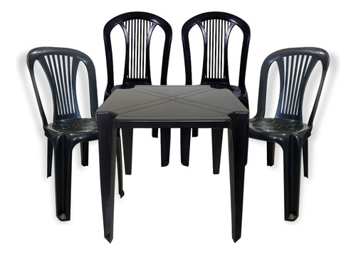 Conjunto De Mesas E Cadeiras De Plástico 182kg - Preto