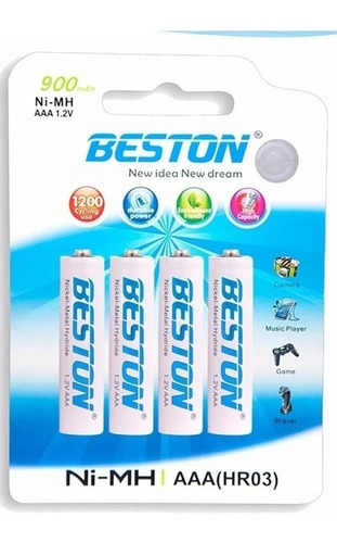 Pilas Bateria Beston Aaa Recargable 900mah X 4 Unidades