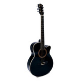 Guitarra Electroacústica Deviser L-706 Black C/funda Calidad Color Negro Orientación De La Mano Derecha