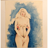 Roberto Firpo Flor Dibujo Desnudo Femenino Arte Argentino