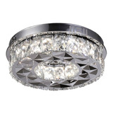 Plafon Cristal Redondo Espelhado Led 76w 46cm Com Controle