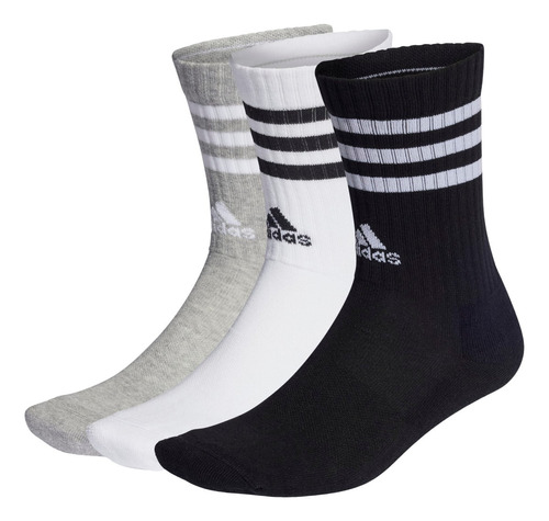 Kit Meia adidas Cano Alto 3 Pares 3 Listras - Original