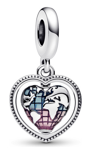 Charm Pandora Colgante Familia Globo Giratorio Corazón Plata